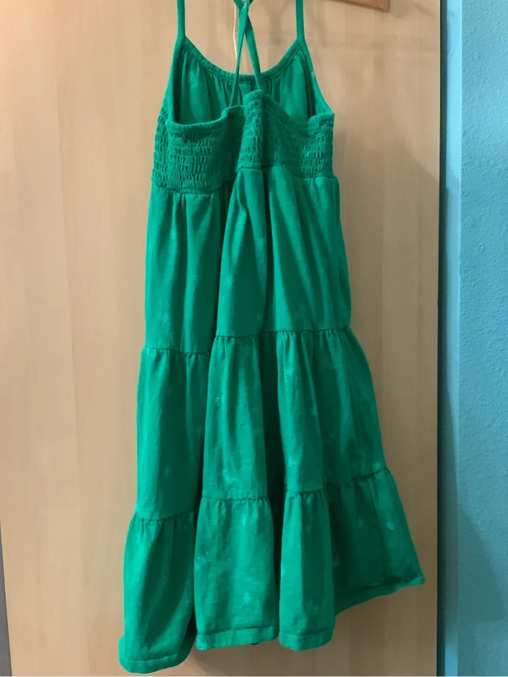 Girls Palm Trees Print Dress, Green, Size M, 100% Cotton